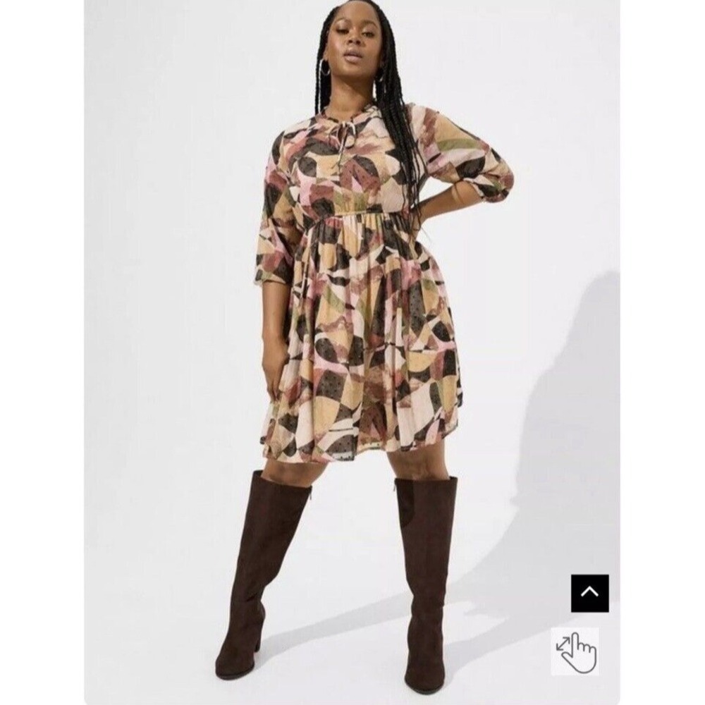 Torrid Dress 2XL 18-20 Mini Clip Dot Front Keyhole‎ Geo Print Plus Size